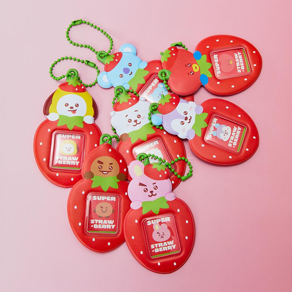 BT21 RJ Strawberry Party Mini Photo Holder Keyring