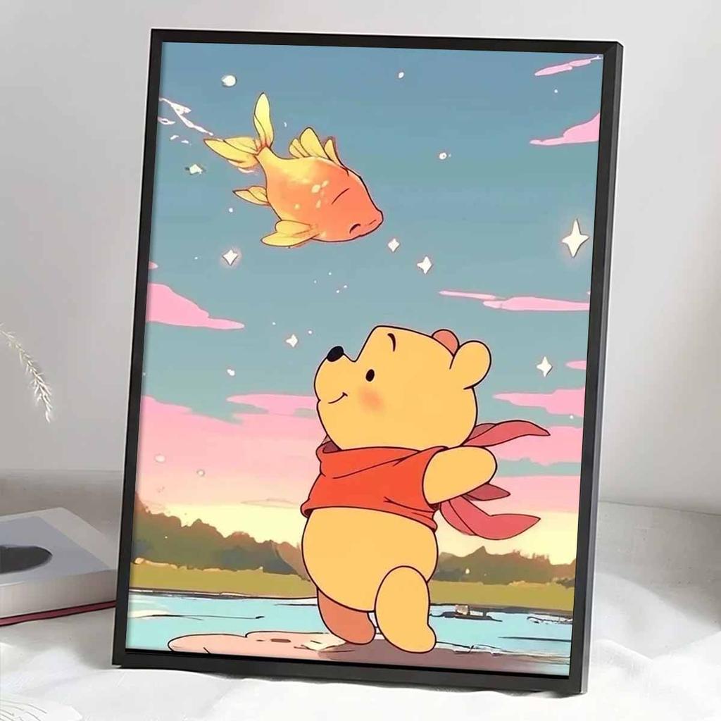 DIY Diamond Painting Winnie The Bear and The Goldfish Cross Stitch Kit Mosaic Art Diamond Painting Full Circle Diamond Home Decoration