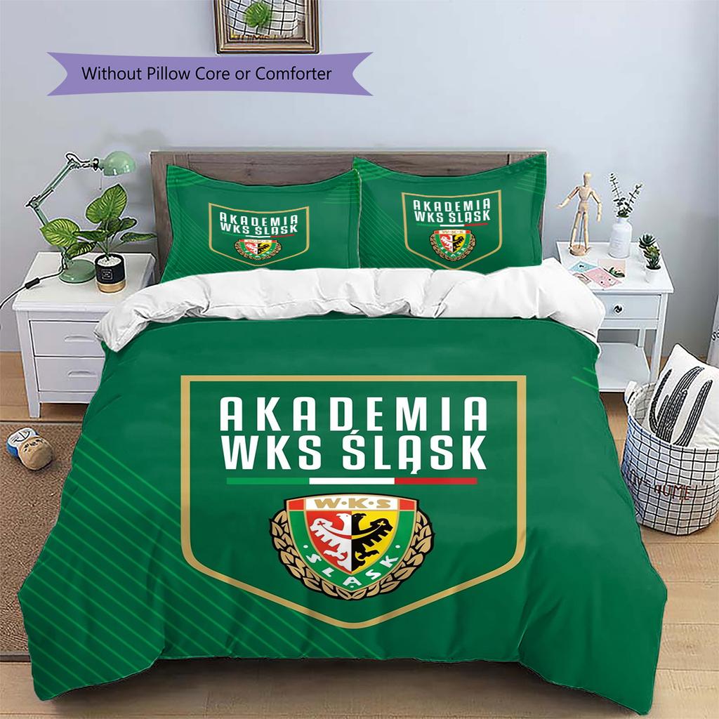Śląsk Wrocław Muster Bettwäsche Bettdecken-Set Heimdekoration Geschenk (1 Bettbezug + 2 Kissenbezüge (ohne Füllung))