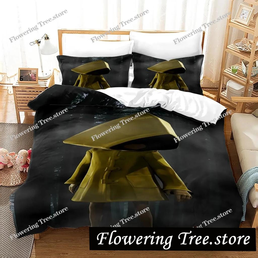 3D Oyun Little Nightmares Yatak Örtüsü Seti Tek Çift Tam Kraliçe King Boy Little Nightmares Yatak Seti Yetişkin Çocuk Yatak Odası Nevresim