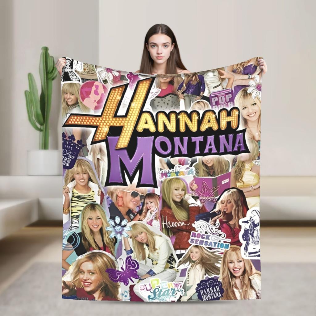 Hannah Montana Miley Stewart Deka Vtipná TV Flanelová Vtipná Měkká Přehozová Deka pro Domov Restaurace Textilní Dekorace Cestování