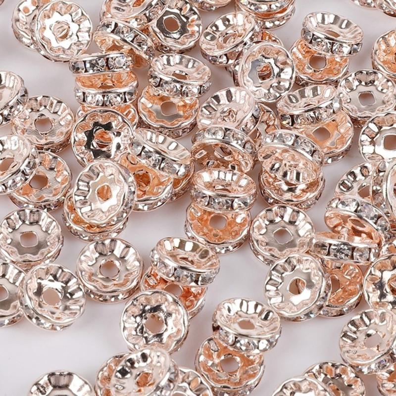 8mm Rhinestones Spacer Beads Rondelle Loose Beads Crystal Bead Spacer for Bracelets and Necklaces In Jewelry Crafts