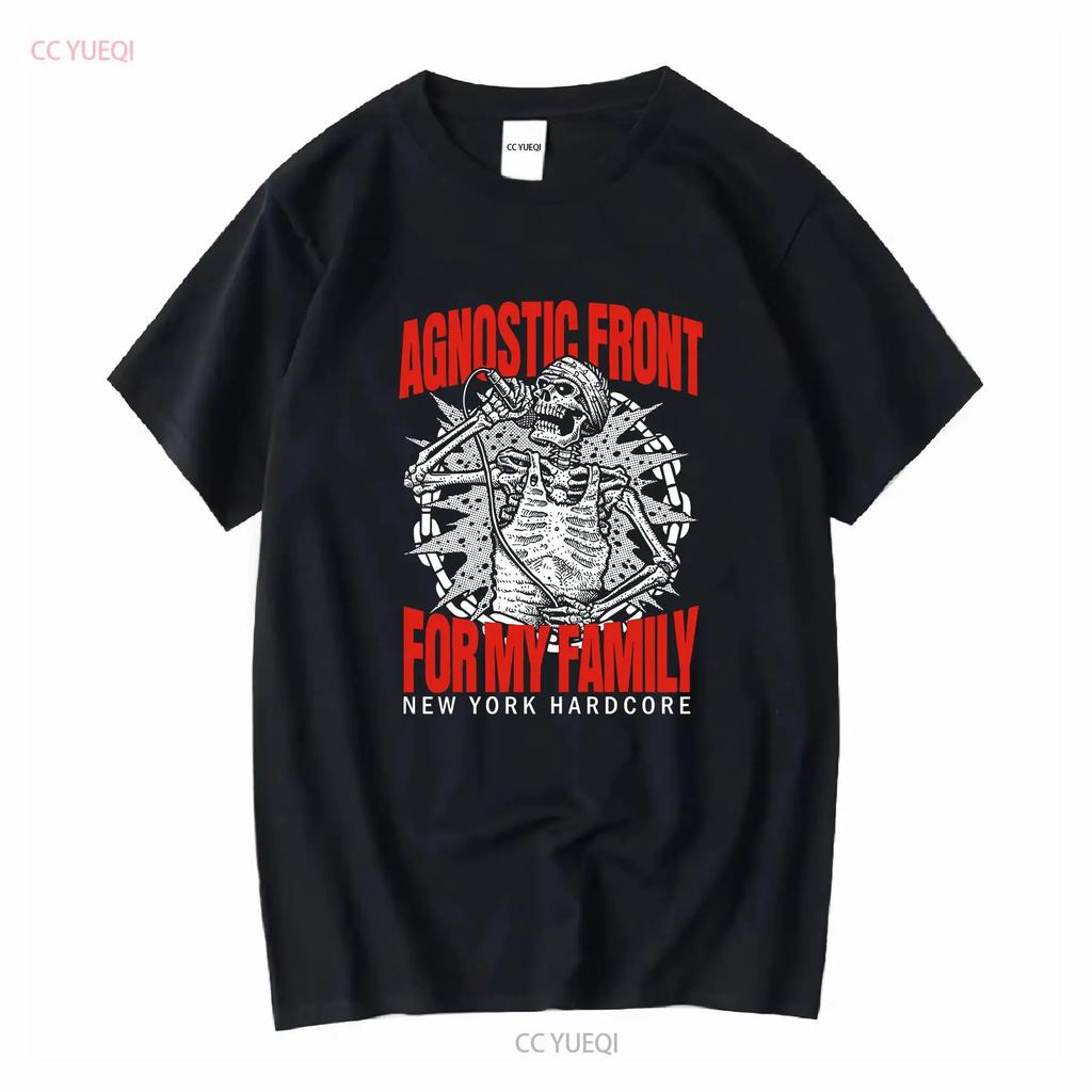 Agnostic Front Koszulka Czarna Z Rodziną Bawełniana Wszystkie Rozmiary RM692 vintage Wypłukana Codzienna moda Wygodna Rozciągliwa