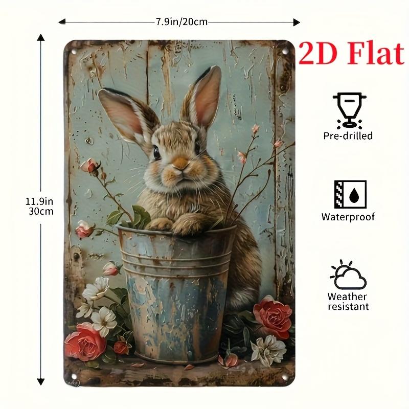 

2D Плоская Пара Пасхальная Железная Металлическая Жестяная Табличка, Ретро Винтажный Плакат с Кроликом для Кафе Кухни Пасхальной Вечеринки Фермерского Дома Настенный Декор 20x30cm（7.8x11.8inch）