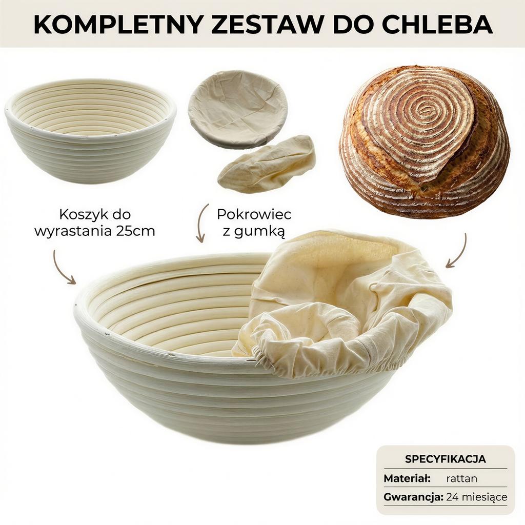 Ratan Basket 25Cm With Cover For Bread Proofing Ø 24.5Cm