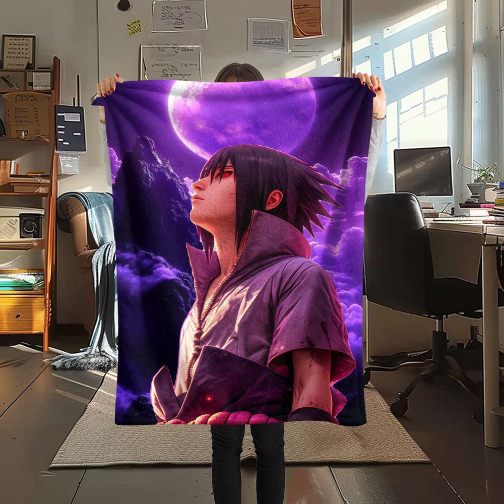

1Pc Uchiha Sasuke Print Flannel Blanket, High quality Comfortable for All Seasons, Home Decor, Warmth and Comfort, Perfect for Christmas Gifts 80cm x 120cm