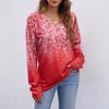 Europe, America wish Amazon independent station autumn and winter new V-neck printing long-sleeved women's T-shirt top