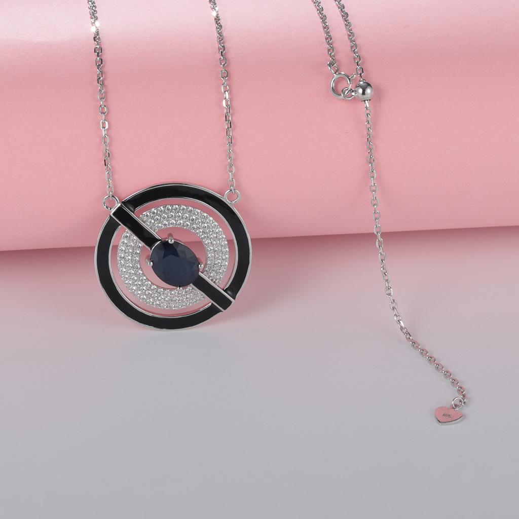 Original Designer Natural Topaz Enamel Pendant, Personalized Ring Design 925 Silver Colored Gemstone Necklace Pendant