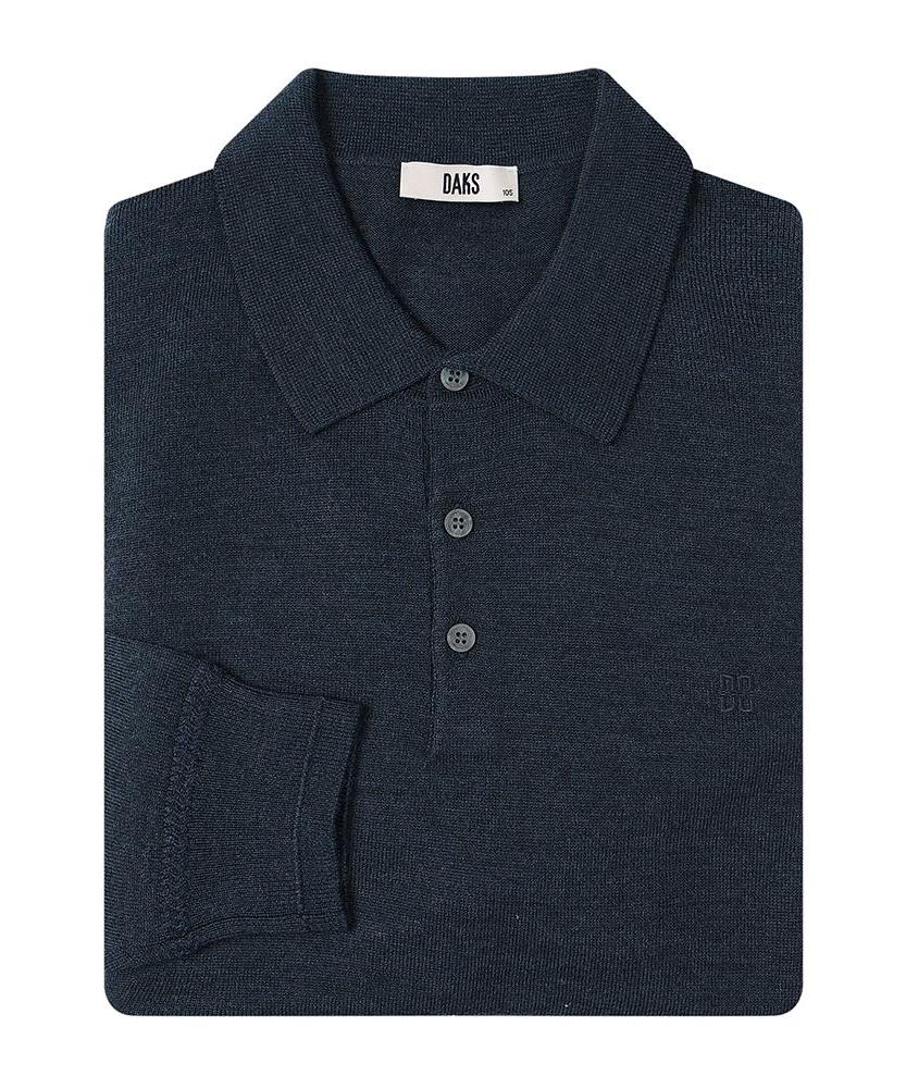 DAKS SHIRTS 100% Wool Washable Collared Knit Regular Fit Navy_Dma1Swtl150N1