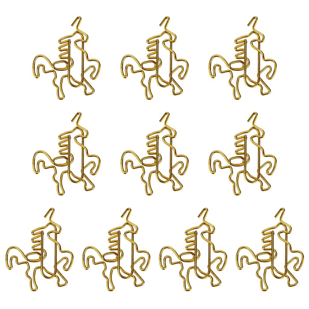 10pcs Office Paper Clips Innovative Animal Shape Golden for Bookmark Photo Holder Decoration