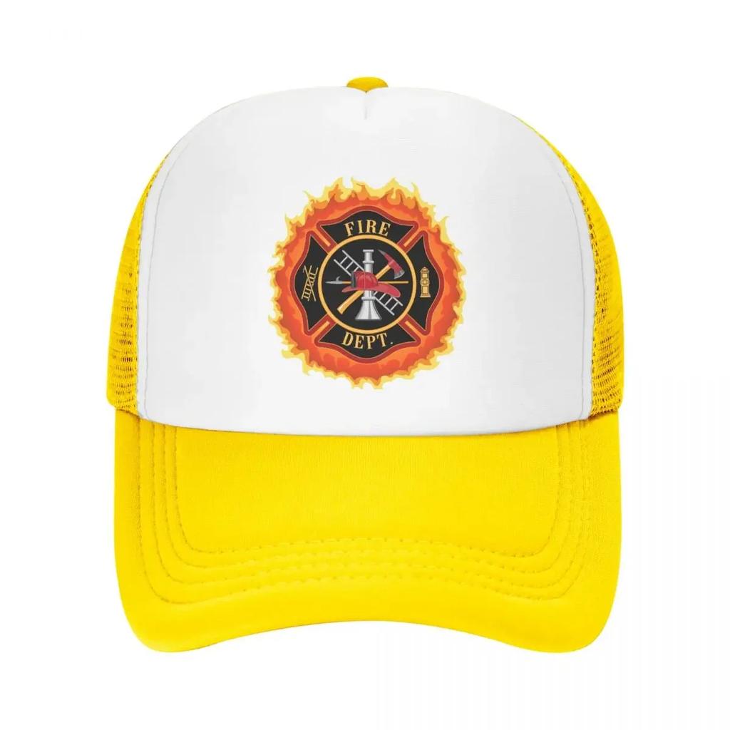 Personalized Firefighter Cross With Flames Baseball Cap Adjustable Fire Rescue FireUnisex Trucker Hat Streetwear Snapback Hats