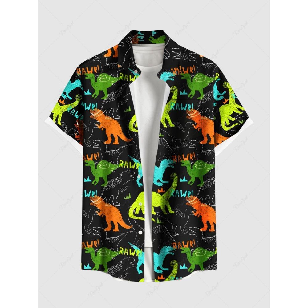 Men's Plus Size Summer Casual Shirt 3D Printed Hawaiian Shirt Beach Vacation Button Short Sleeved Shirt Men's Casual