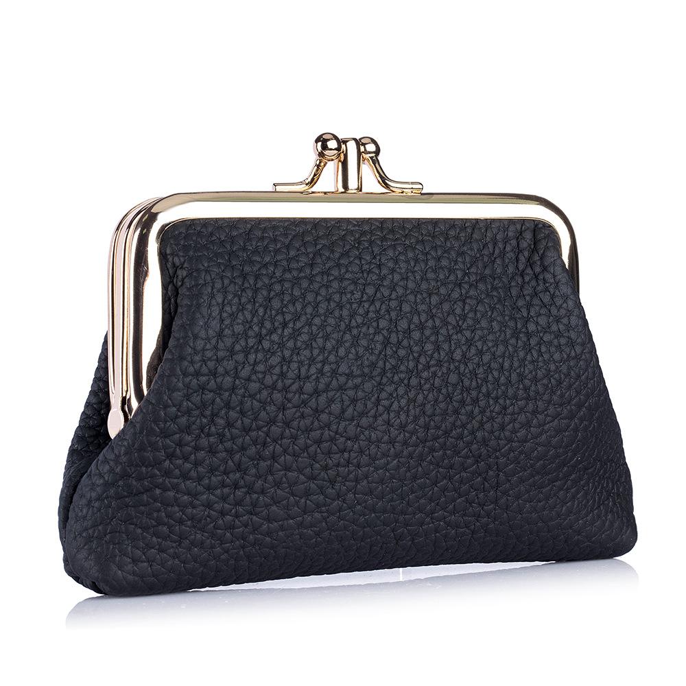 

New classic double-layer change bag mini compact first-layer cowhide coin storage bag women s fashion gold bag чёрный