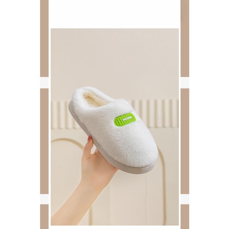 Baumwollpantoffeln mit dicken Sohlen und Fleece für Wärme drinnen und bequeme Schuhe für Frauen draußen