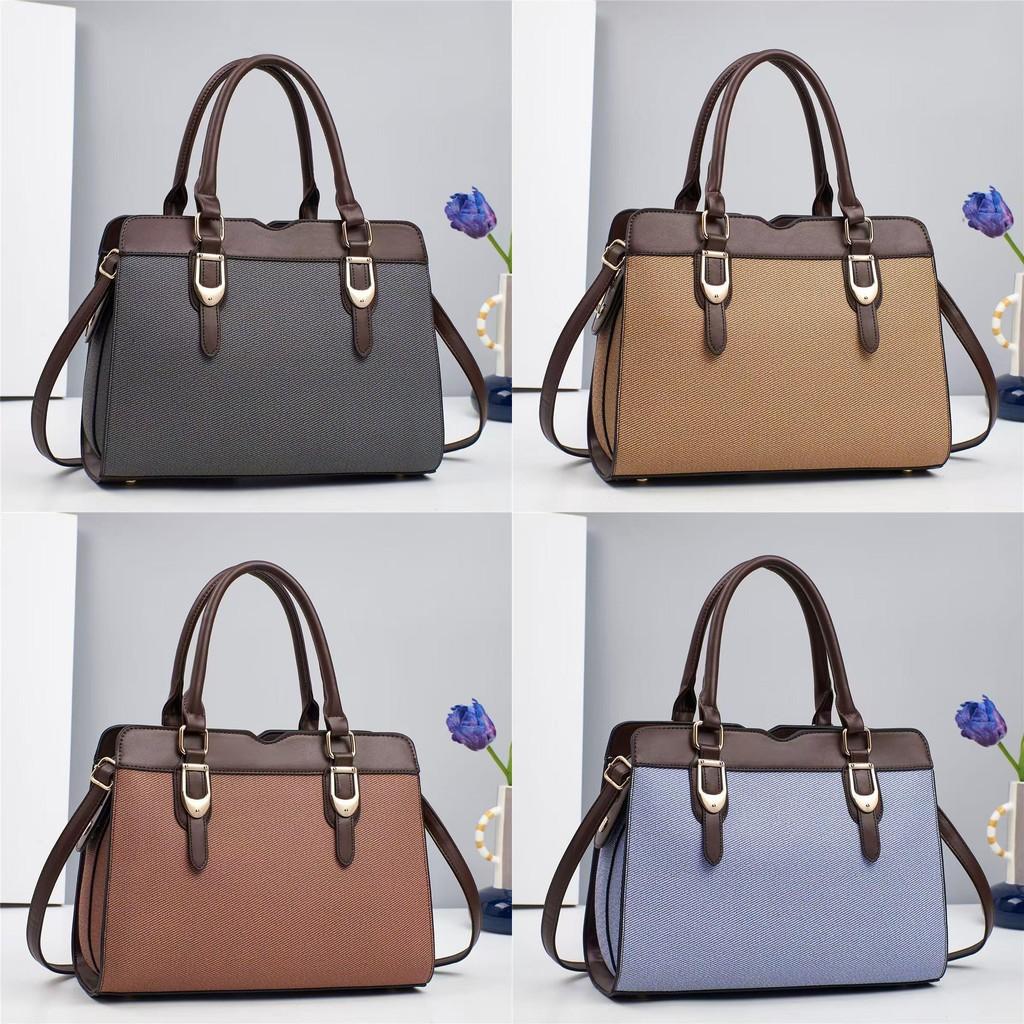 Stylish Versatile Canvas Patchwork Tote Bag In Gray Khaki Yellow Blue Brown And Apricot Colors