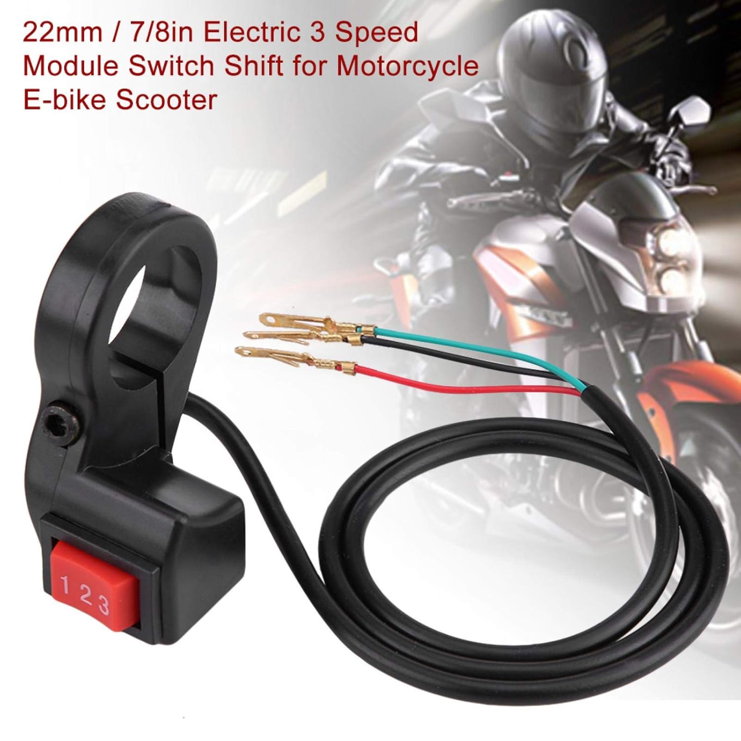 Handlebar Switch, Motorcycle Handlebar Switch Shift, Electric 3 Speed Handlebar Module Switch, Black Plastic 3-Speed Module Switch Fit for Motorcycle