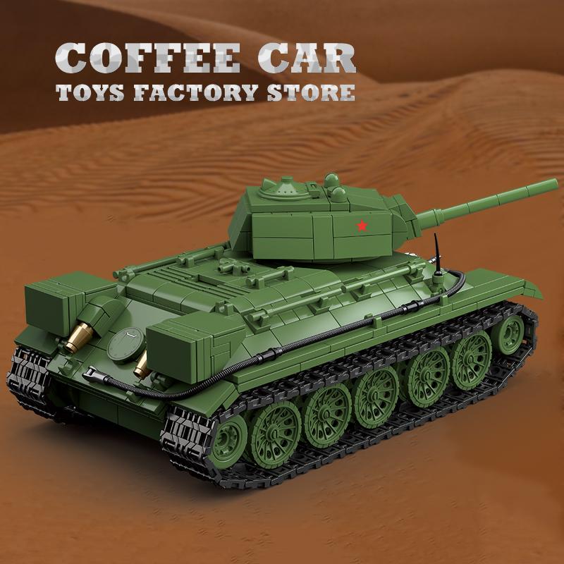 Non-Toxic M4A3 Medium Tank Building Blocks T34/76 Armored Cars Bricks Model Ww2 Classic Military Toys Adult Children Kids Christmas Gifts Diy