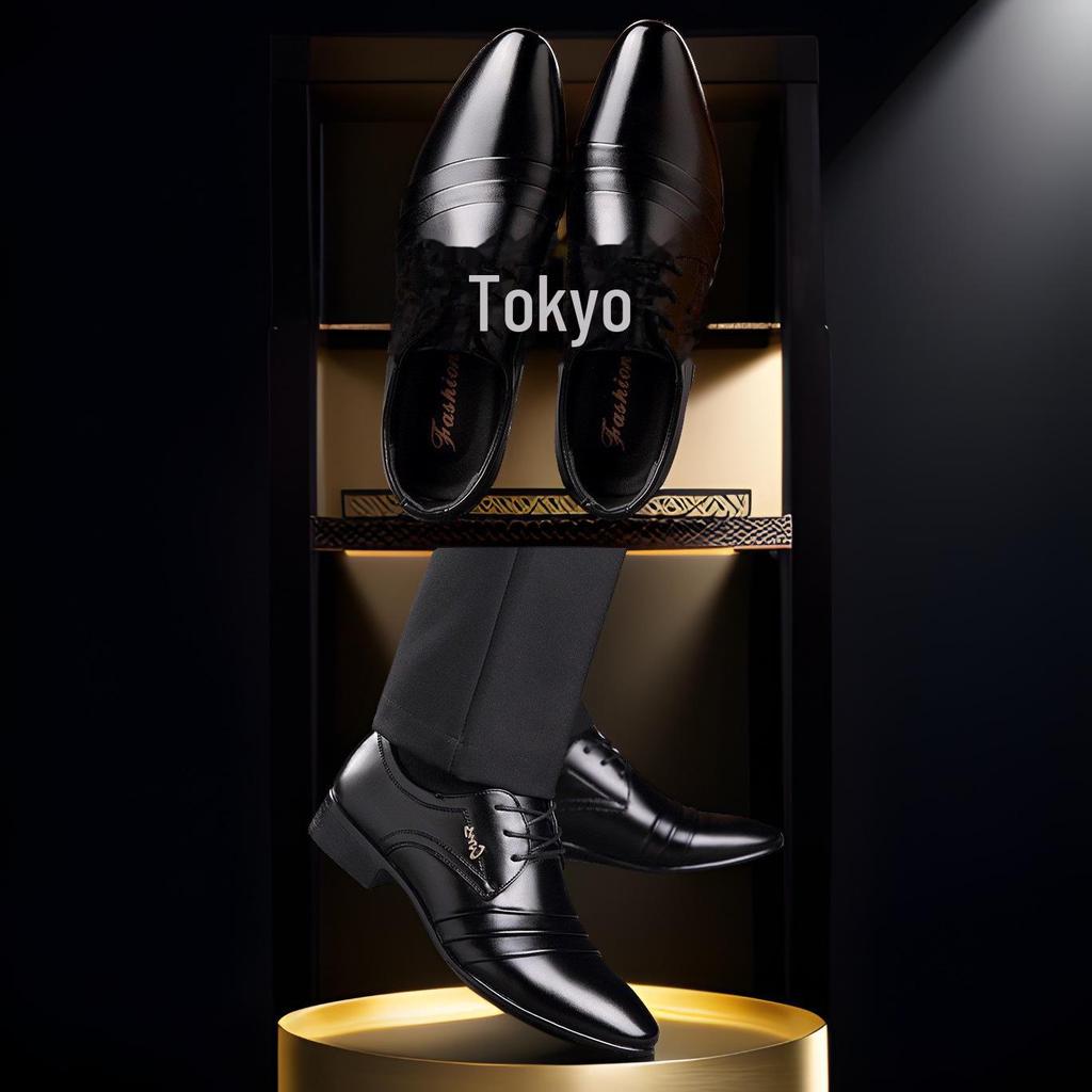 Pánské kožené společenské boty nadměrné velikosti na podzim 2024 s britskou špičkou