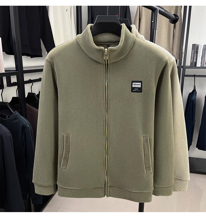 Men's 700g Double-Sided Sherpa Fleece Hoodie Jacket - Thickened Winter Warmth with Stand Collar & Zipper