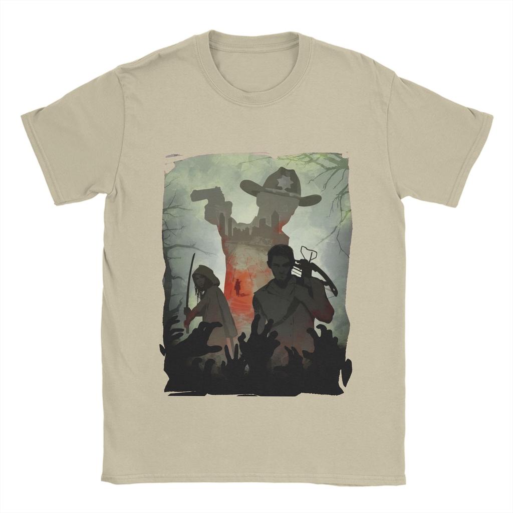Walking Deads T Shirts Men's  Pure Cotton Novelty T-Shirts Crewneck  Tee Shirt Short Sleeve Clothing 4XL 5XL 6XL