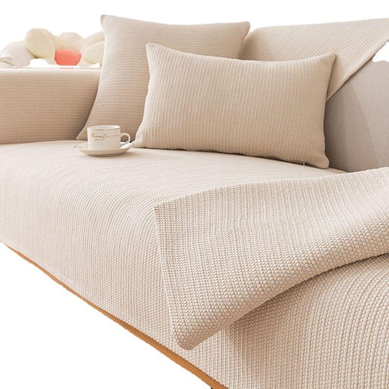 Cotton Thread Knitting Cushion Cover Linen Sofa Seat Protector Cover Four Seasons Universal Couch Mat Anti-slip Cushion Carpets