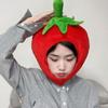 Funny Cute Tomato Shape Plush Hat Fluffy Super Soft Warm Earflap Cap Cartoon Cosplay Hat Halloween Costume