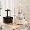 4 Slots Makeup Brush Holder Plastic Material Press Type Cosmetic Storage Box 360-Degree Rotatable Lifting Design