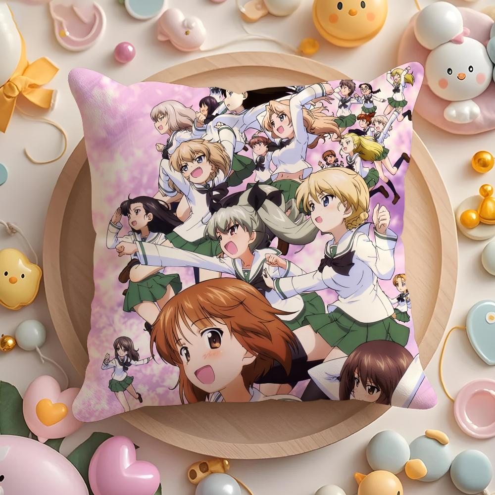 Girls Und P-Panzer More Love Cushion Cover Plush Fabric Soft Double-Sided Printed Sofa Warm Winter Home Gift Pillow Cover