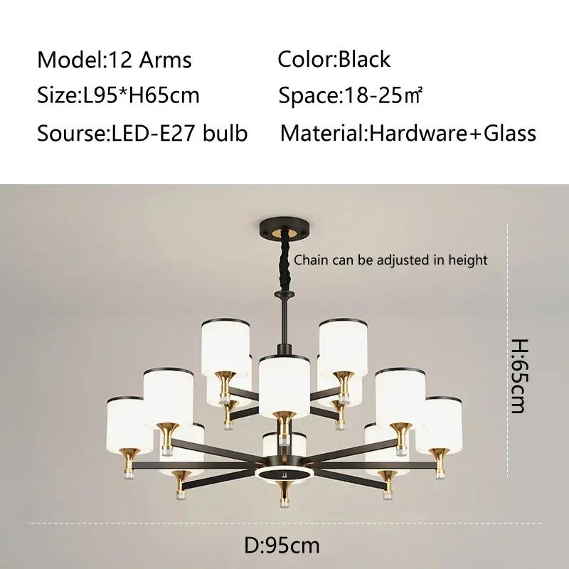 modern creative living room Chandeliers glass lampshade golden black ceiling light dining room hotel home lighting decoration