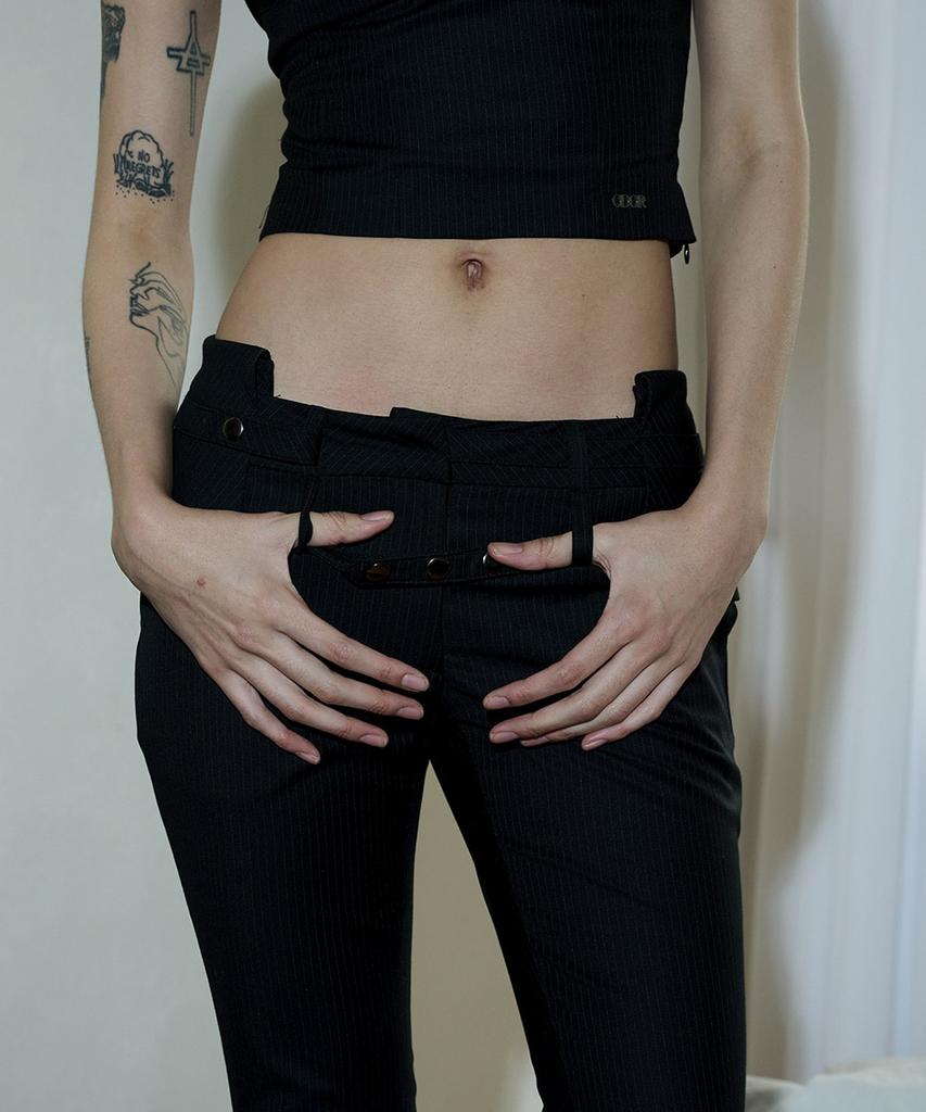 ODOR Pin Line Slacks - Black