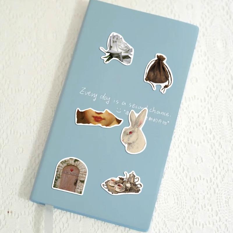 50 sheets/8 retro stickers cross-border literary pattern waterproof graffiti suitcase notebook hand account sticker wholesale