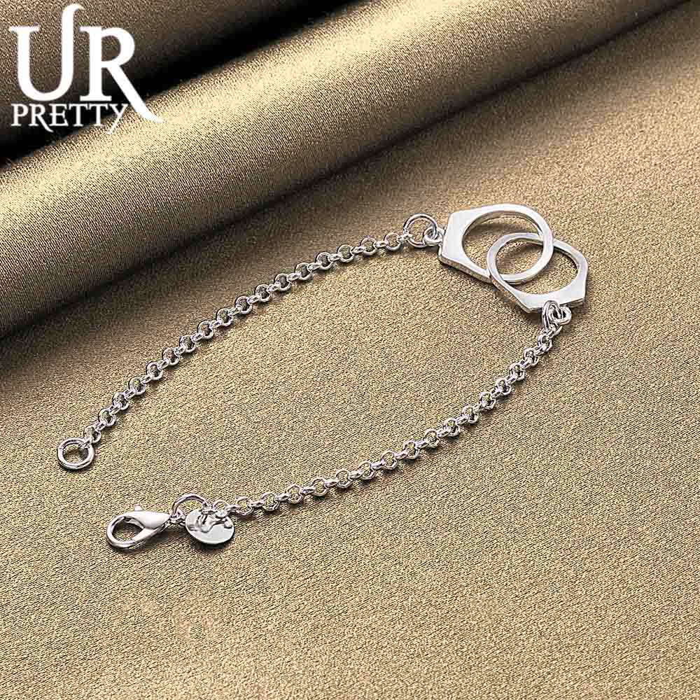 925 Sterling Silver Full Circle Ring Design Chain Bracelet Fashionable Wedding Jewelry