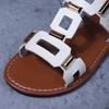 Ladies' Casual and Fashionable Metal Buckle Decoration, Classic and Comfortable Flat Bottomed Lightweight Beach Slippers