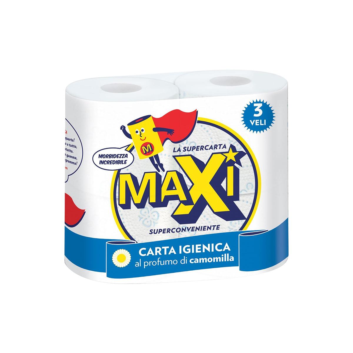 MAXI Papier Toilette Ultra Doux au Toucher Moelleux, Papier Toilette, 4 Rouleaux, Sans Danger pour les Fosses Septiques. 1pack