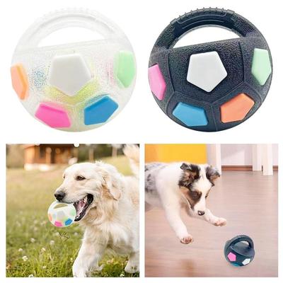 Tier Hundespielzeug Fußball Langlebiges Zähneknabbern & Training Interaktiv Quietschend Haustier Fußball TPR mit Griff