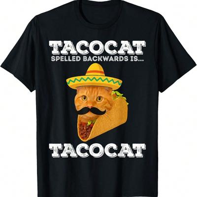 Funny Spelled Backwards Tacocat Is Orange Taco Cat Meme T-Shirt