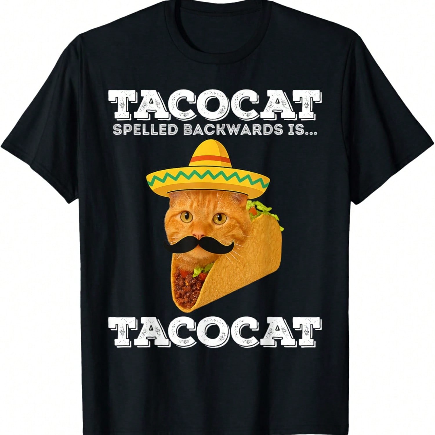 Funny Spelled Backwards Tacocat Is Orange Taco Cat Meme T-Shirt S разноцветный