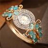 Round Dial Ladies Wristwatch Rhinestone Bracelet Bracelet Watch Vintage  Watch  Elegant Wear