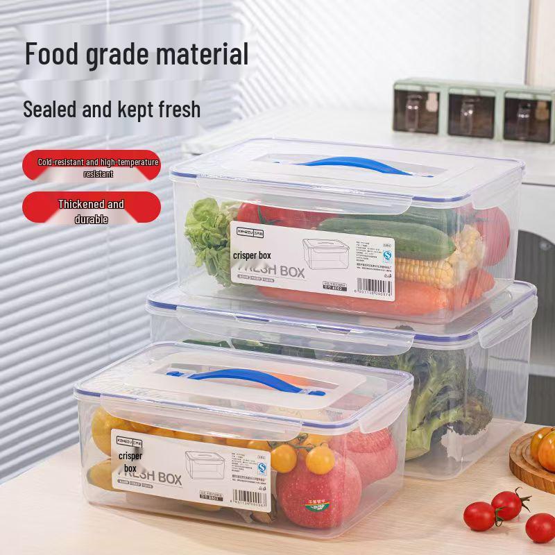 Food Grade Rectangular Plastic Storage Box with Lid - Freezable, Sealable Kitchen & Refrigerator Organizer