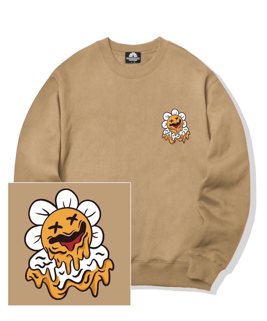 TRIPSHION Melting Daisy Logo Crew Neck - Beige