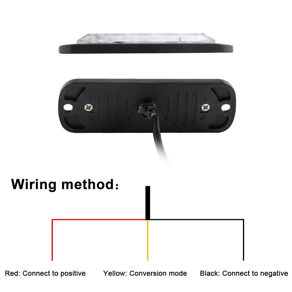 4/6LED Strobe Warning Light Emergency Lamp Flashing Signal Traffic Light Police Lamp Beacon Lamp White Yellow for Truck 12V/24V