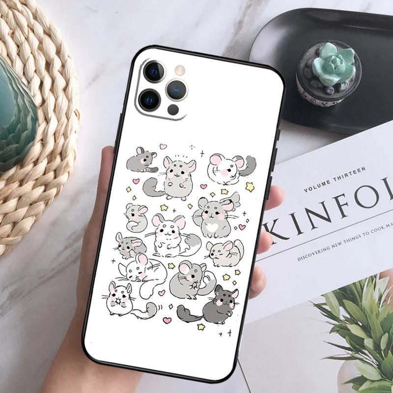 Cute Cartoon Chinchilla Phone Case For iPhone 15 14 13 12 11 16 Pro Max Plus Mini 7 8 X XS Max XR Back Cover Shell