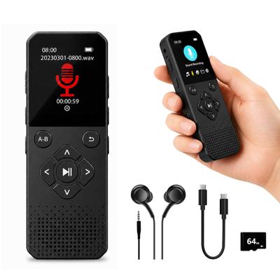 Compact Voice Recorder with Long Recording Time Large Capacity 3072kbps Sound Quality 30 Hours Continuous Noise Variable Speed Reading Bluetooth TFT