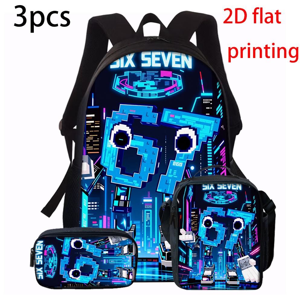1/2/3/4/5pcs Cartoon Number 67 Print Backpack Set Lightweight Daily Large Capacity School Bag Travel Bag Children Perfect Gift