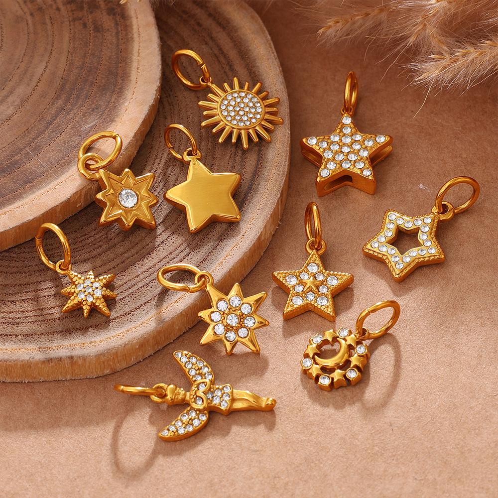 Yori 2Pcs Stainless Steel Gold Color PVD Plated Pendant for DIY Necklace Bracelet Earring Jewelry Making Accessories