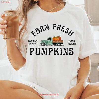 Farm Fresh Pumpkin T Shirt Fall Crewneck Sweat Thanksgiving Vintage Graphic Streetwear Casual Homme Stylish Slightly