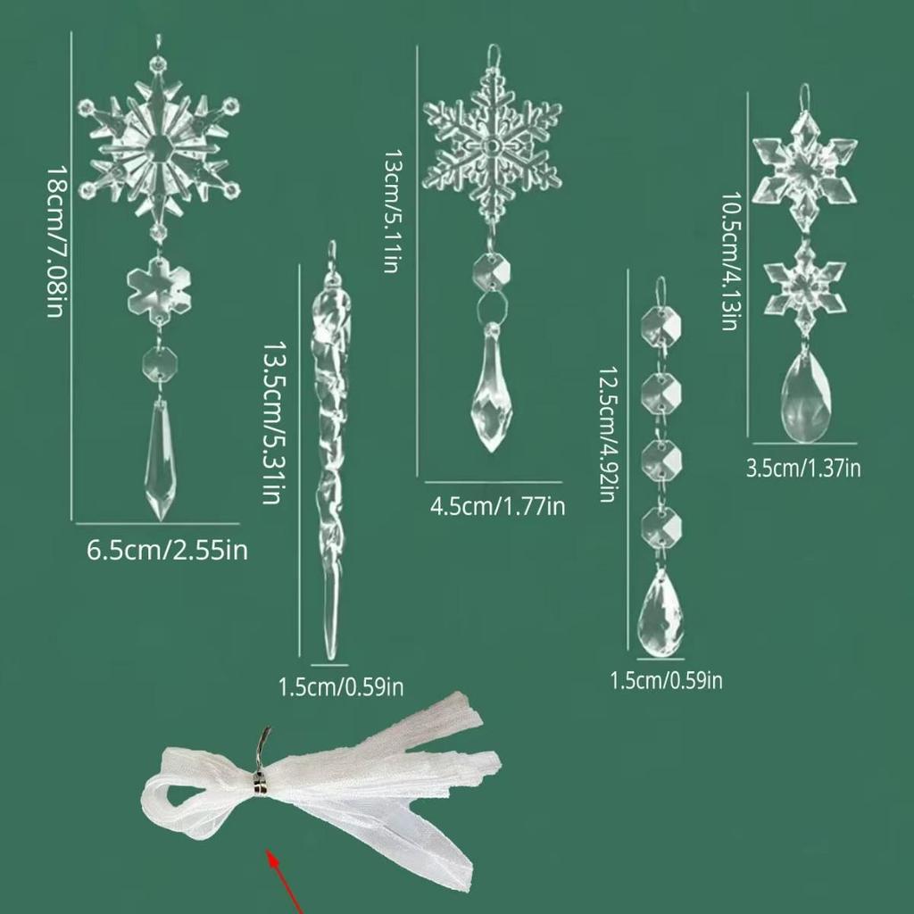 Transparent Snowflake Ice Spikes: Acrylic Christmas Decoration
