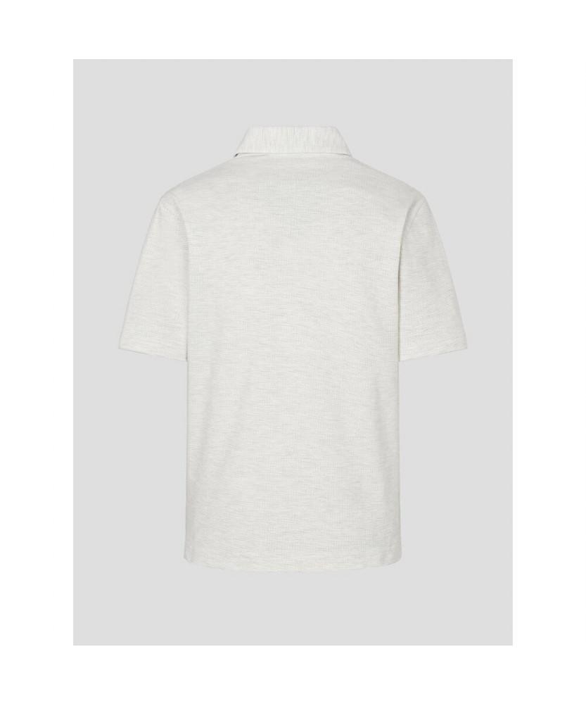 Binpolmen Open-Neck Soft Crescent Pique T-Shirt Light Gray