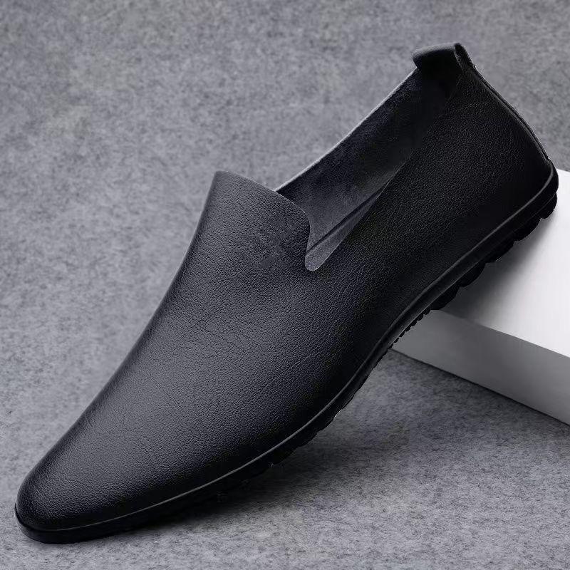 Fashion Mens Loafers Handmade Cowhide Leather Shoes Luxury Business Casual Leather Shoes Moccasins Soft-Sole Driving Shoes Slip on Flats