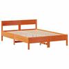Solid Wood Bed with Shelf Without Mattress Wax Brown 140 x 190 cm